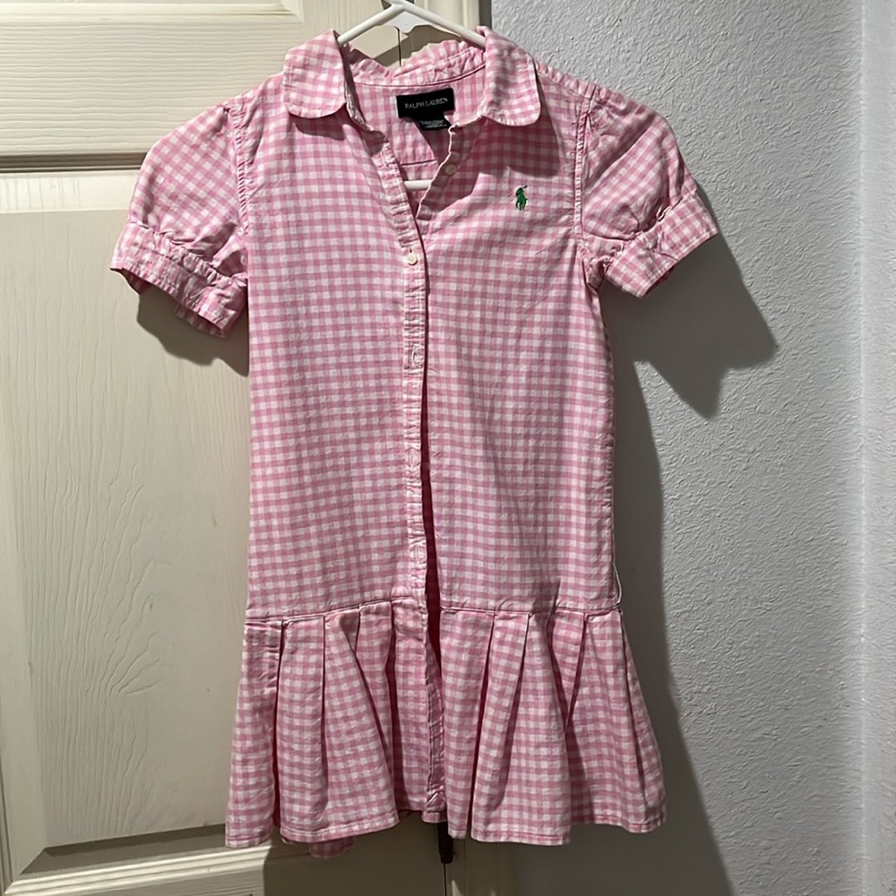 Girls Ralph Lauren pink and white gingham dress